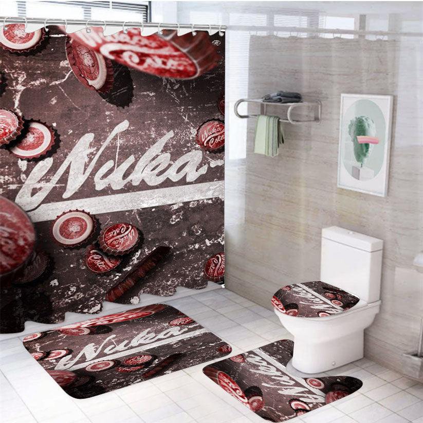 Nuka Cola Logo 4Pcs Bathroom Set Shower Curtain