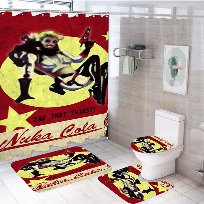 Nuka Cola Zap That Thirst 4Pcs Bathroom Set Shower Curtain