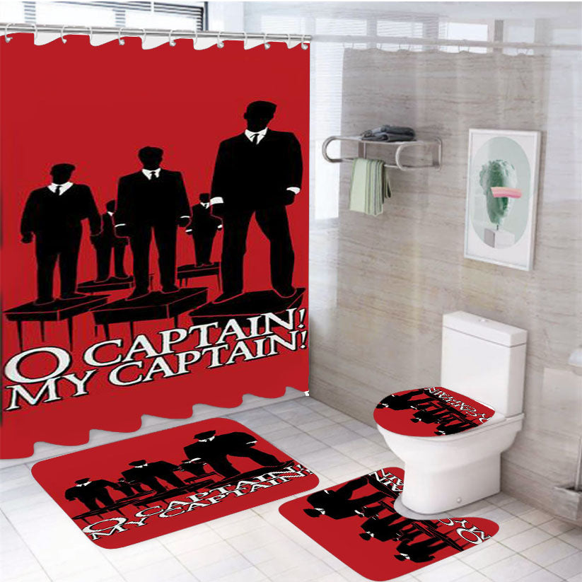 O Captain My Captain 4Pcs Bathroom Set Shower Curtain