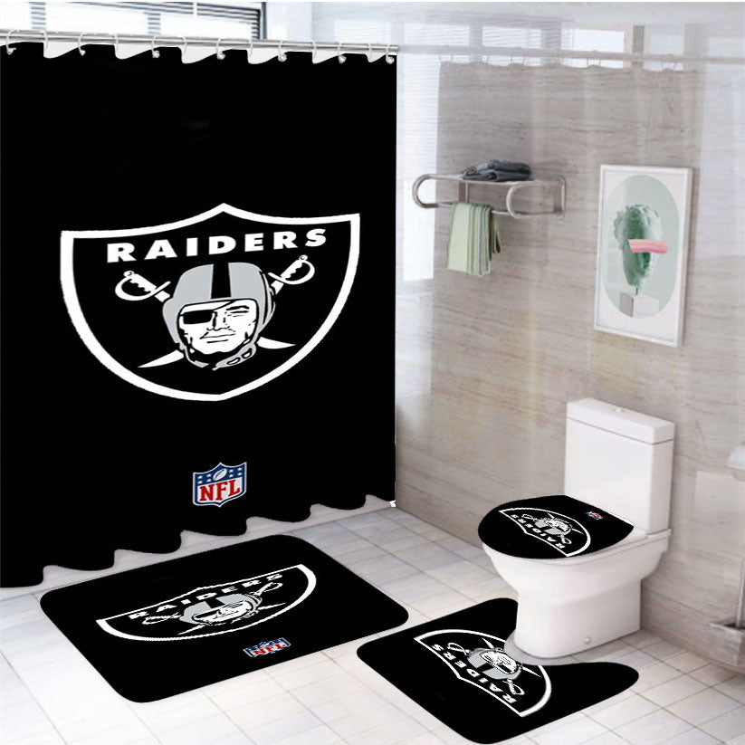 Oakland Raiders American Football Rz 1 4Pcs Bathroom Set Shower Curtain