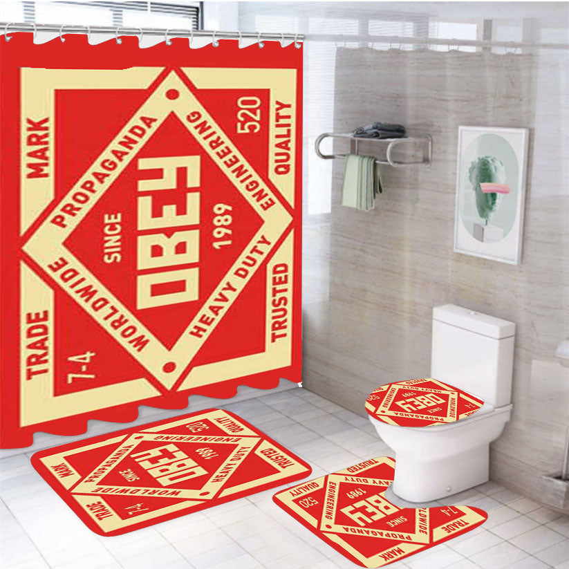 Obey Logo 4Pcs Bathroom Set Shower Curtain