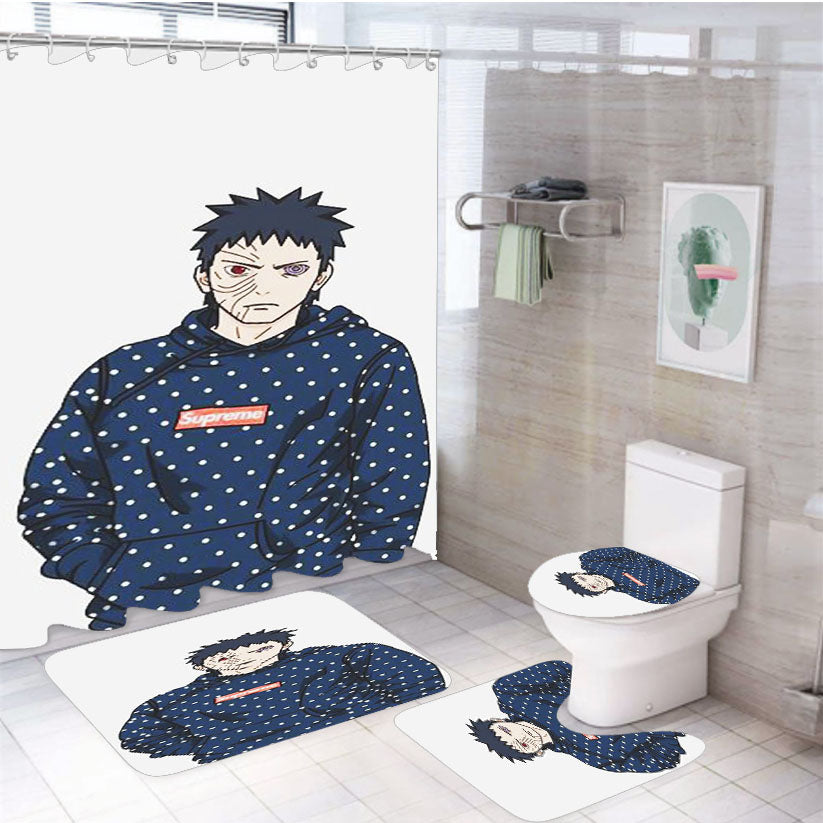 Obito Supreme Polkadot 4Pcs Bathroom Set Shower Curtain