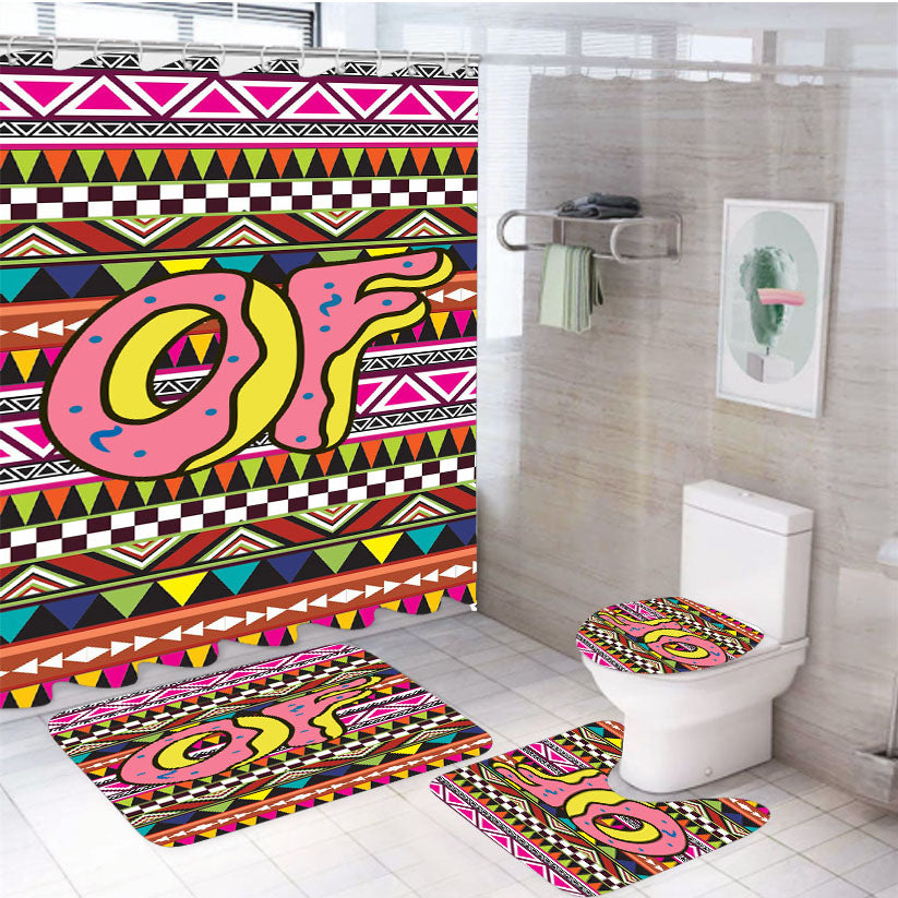 Odd Future Aztec Pattern 4Pcs Bathroom Set Shower Curtain