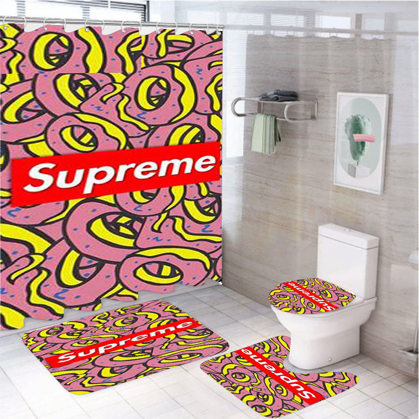 Off Supreme 4Pcs Bathroom Set Shower Curtain