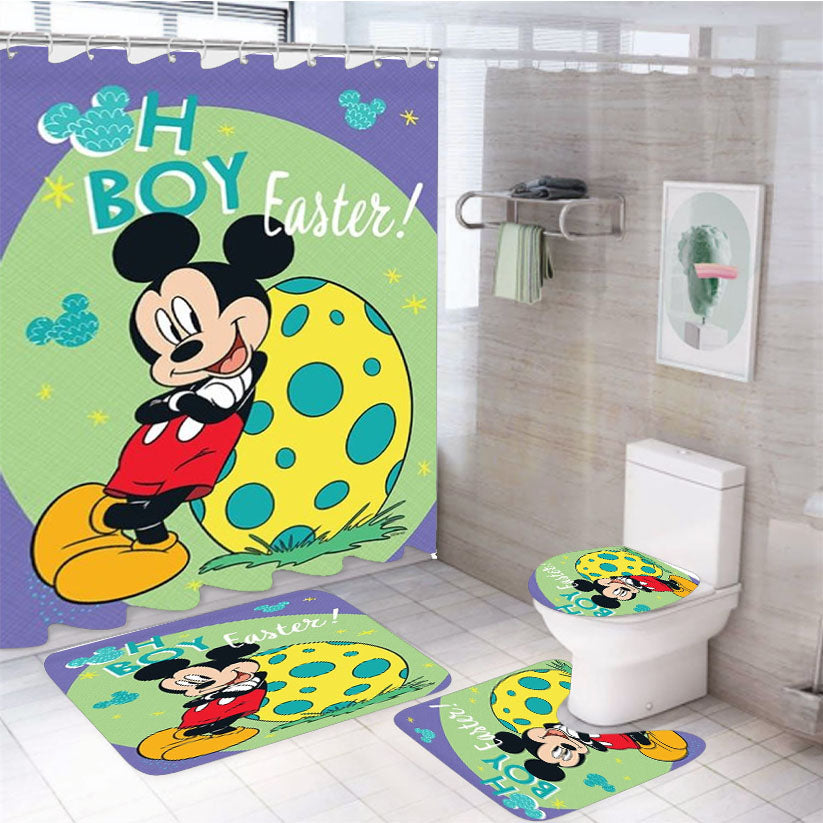 Oh Boy Easter Mickey Mouse 4Pcs Bathroom Set Shower Curtain