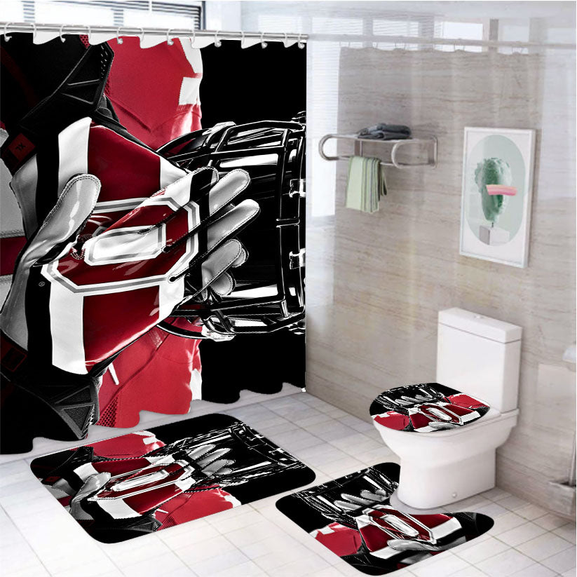 Ohio State Football 4Pcs Bathroom Set Shower Curtain