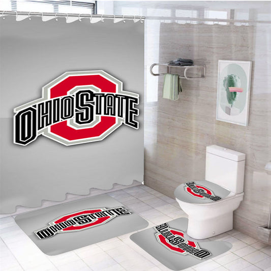 Ohio State Logo 4Pcs Bathroom Set Shower Curtain