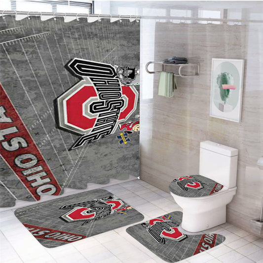Ohio State Wallpaper Greys 4Pcs Bathroom Set Shower Curtain