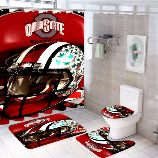Ohio State Watch Buckeyes Fossil Mens 4Pcs Bathroom Set Shower Curtain