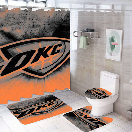 Oklahoma City Thunder Large 4Pcs Bathroom Set Shower Curtain