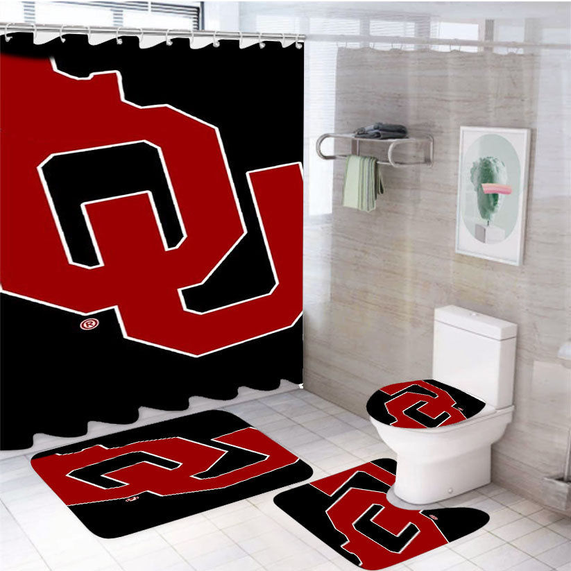 Oklahoma Sooners 2 Aa 4Pcs Bathroom Set Shower Curtain