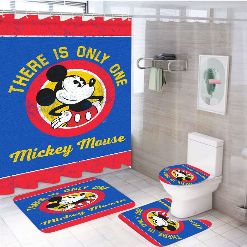 One And Only Mickey 4Pcs Bathroom Set Shower Curtain
