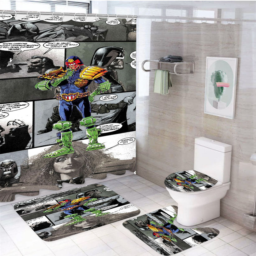 Oredo Marvel Dc Comics 4Pcs Bathroom Set Shower Curtain