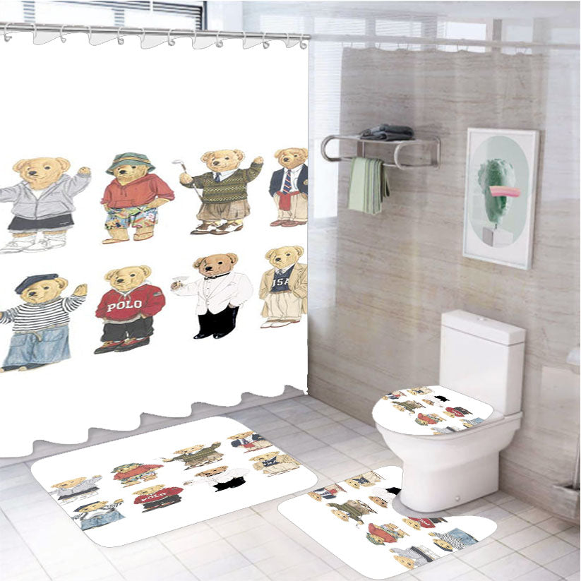 Original Bears Polo Ralph Lauren 4Pcs Bathroom Set Shower Curtain