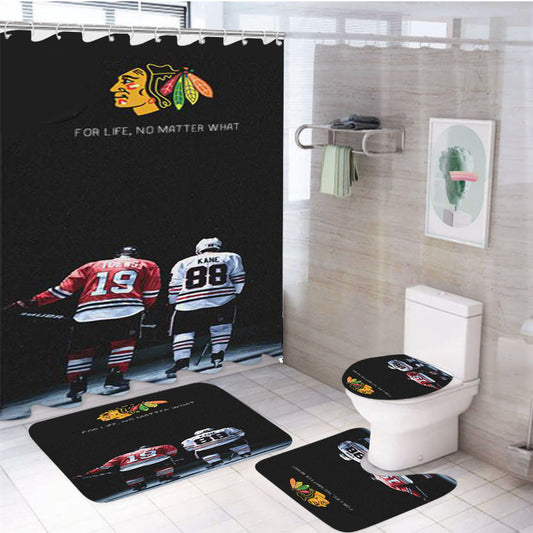 Patrick Kane And Jonathan Toews Players Nhl 4Pcs Bathroom Set Shower Curtain