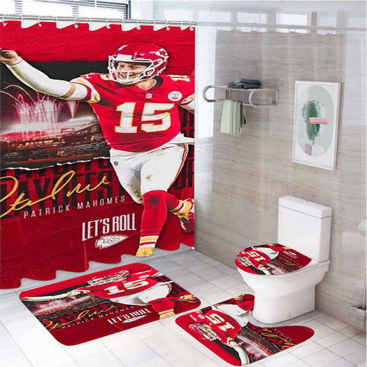 Patrick Mahomes Kc Chiefs 4Pcs Bathroom Set Shower Curtain