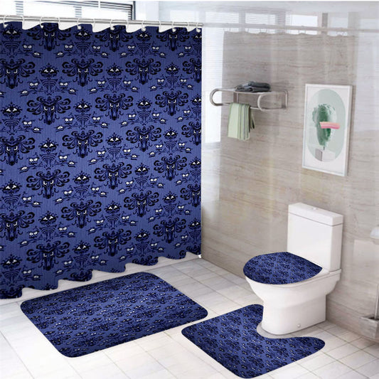 Pattern Wall Haunted Mansion 4Pcs Bathroom Set Shower Curtain