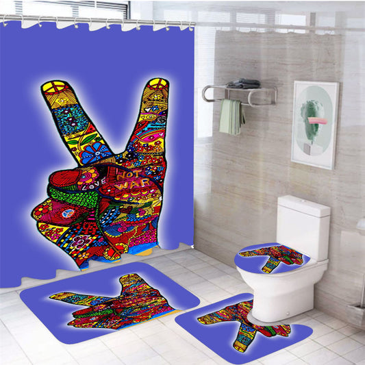 Peace No War Obey 4Pcs Bathroom Set Shower Curtain