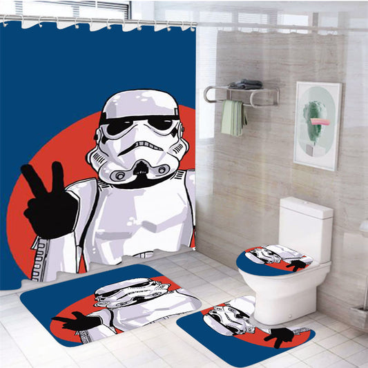 Peace Sign Storm Trooper Star Wars 4Pcs Bathroom Set Shower Curtain
