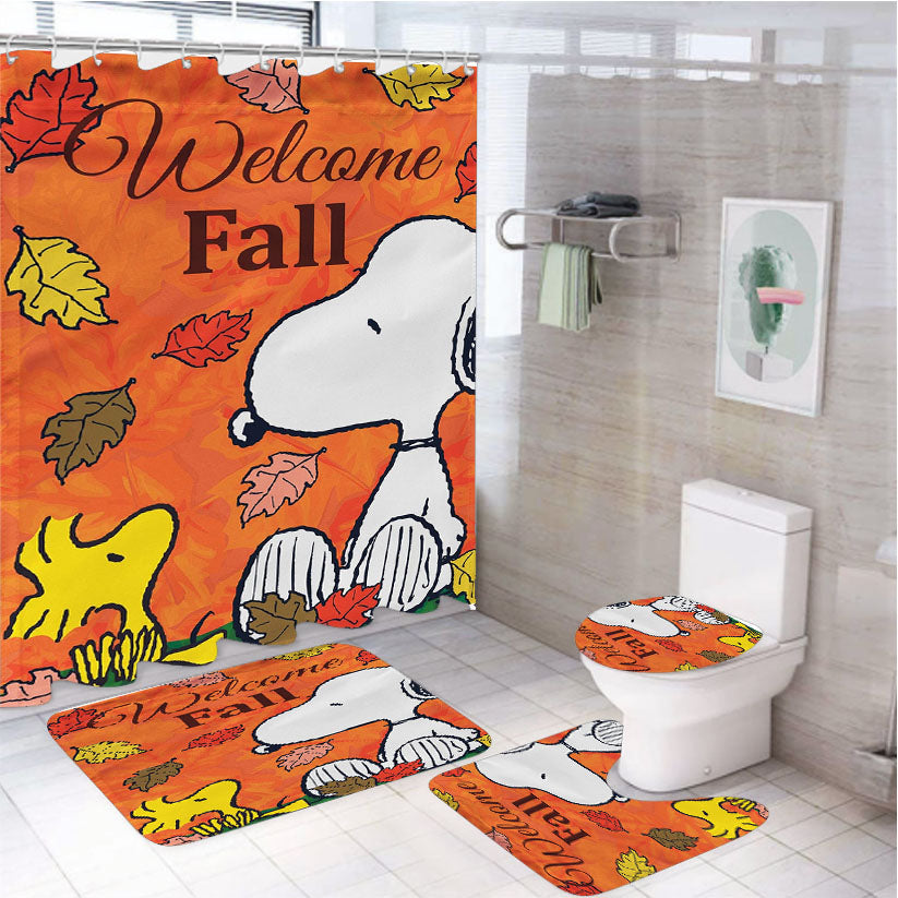 Peanuts Autumn 4Pcs Bathroom Set Shower Curtain