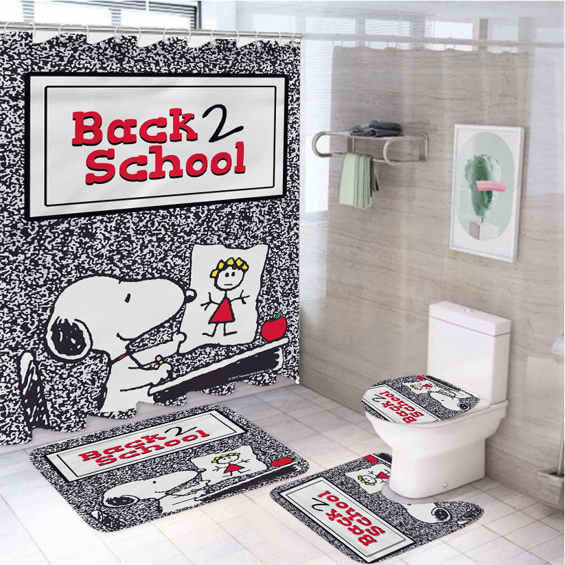 Peanuts Back To School 4Pcs Bathroom Set Shower Curtain