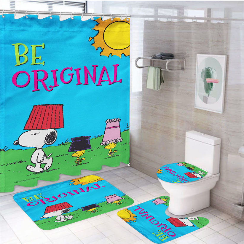 Peanuts Be Original Snoopy And Friends 4Pcs Bathroom Set Shower Curtain