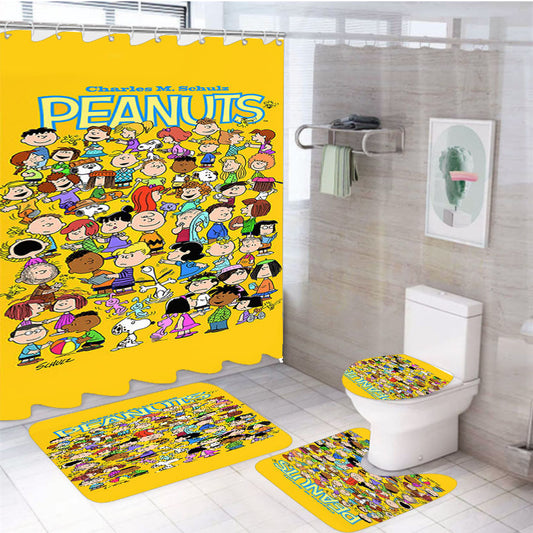 Peanuts Character 4Pcs Bathroom Set Shower Curtain