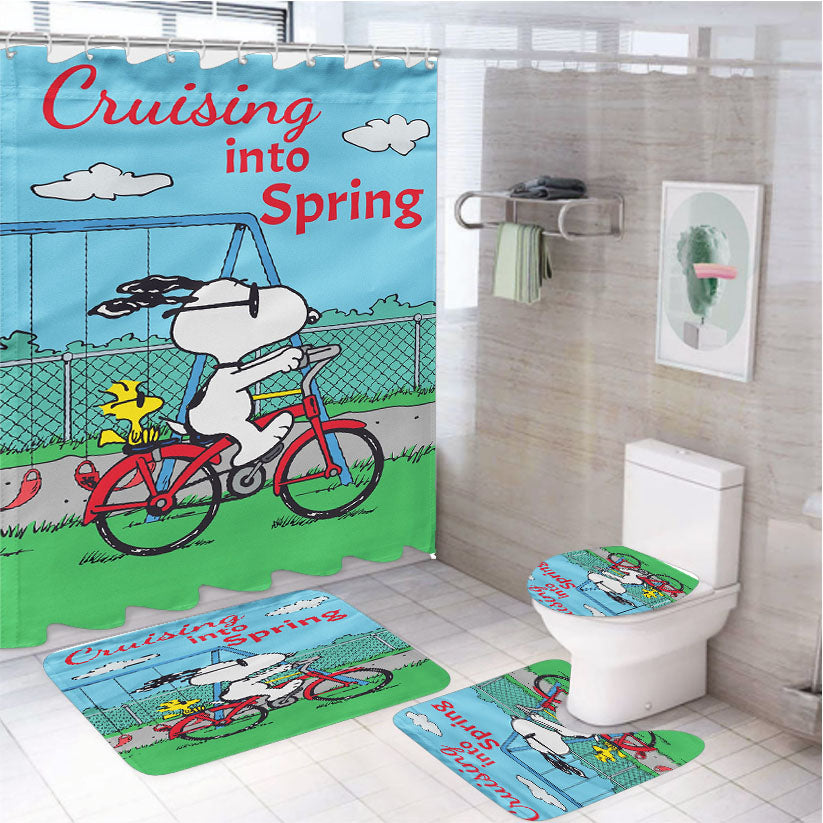 Peanuts Cruising Into Spring 4Pcs Bathroom Set Shower Curtain