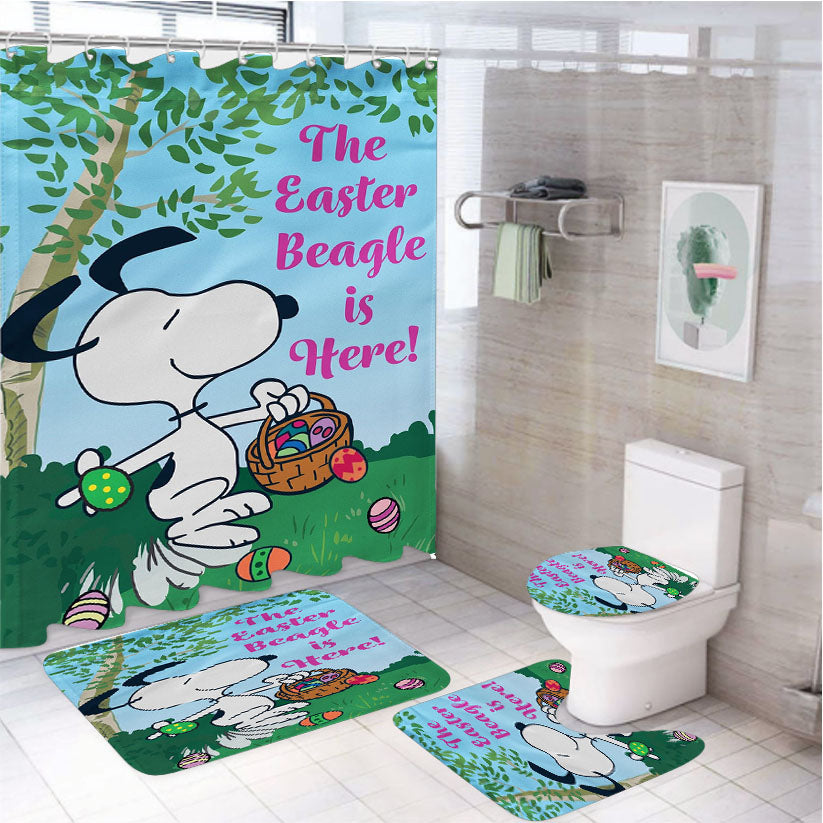 Peanuts Easter Beagle Is Here Snoopy 4Pcs Bathroom Set Shower Curtain