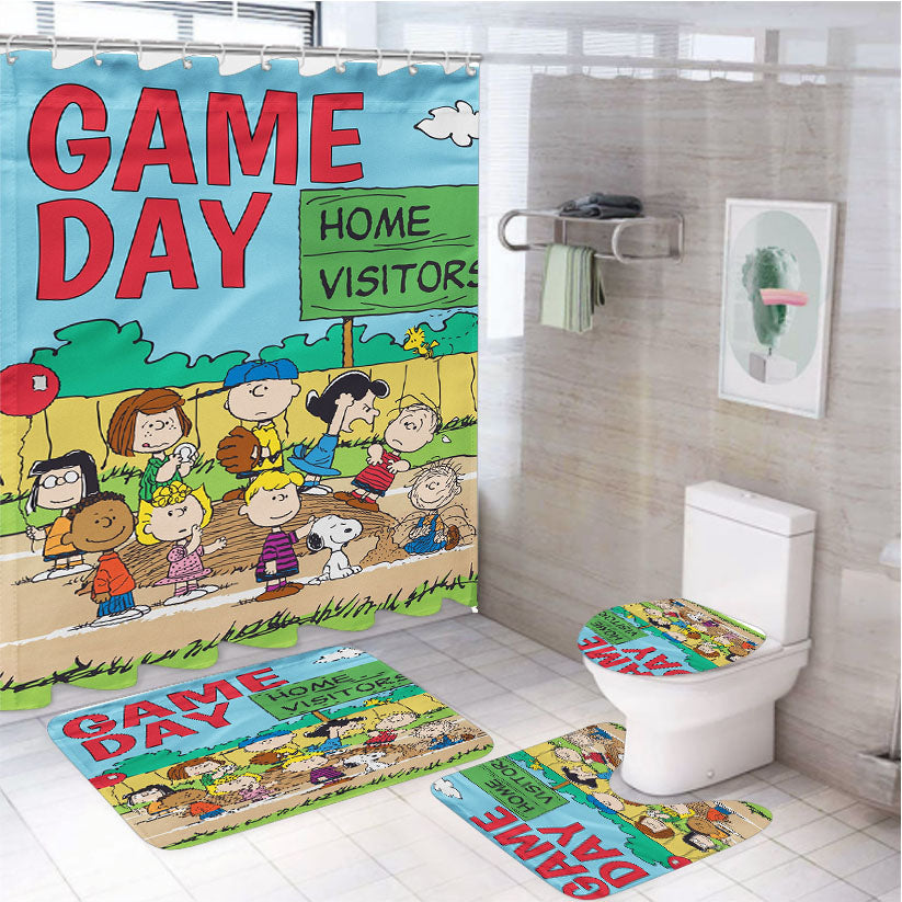 Peanuts Game Day 4Pcs Bathroom Set Shower Curtain