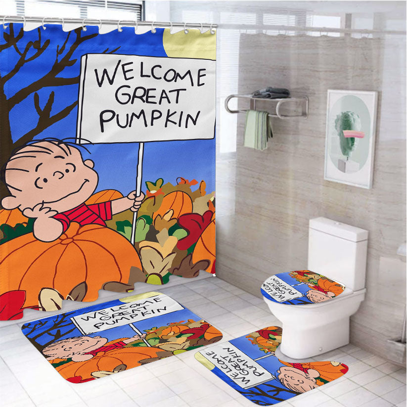 Peanuts Great Pumpkin 4Pcs Bathroom Set Shower Curtain