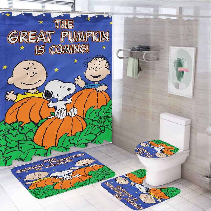 Peanuts Great Pumpkin Charlie Brown 4Pcs Bathroom Set Shower Curtain