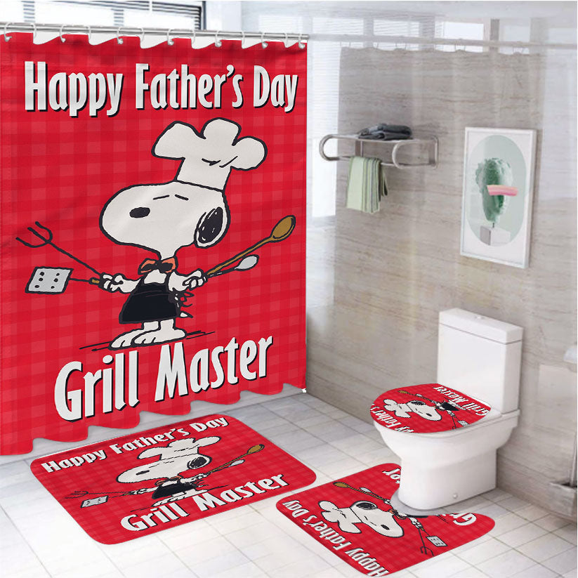 Peanuts Happy Father'S Day Grill Master 4Pcs Bathroom Set Shower Curtain