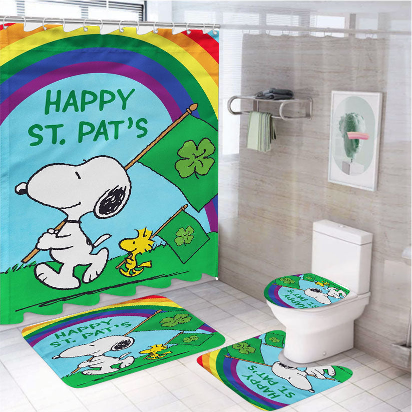Peanuts Happy St Pats Snoopy 4Pcs Bathroom Set Shower Curtain