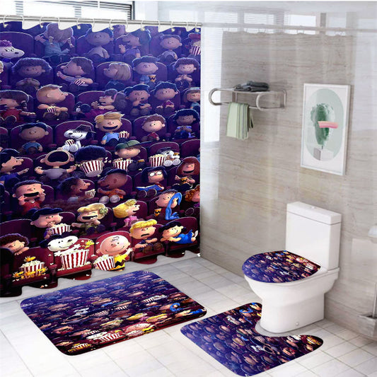 Peanuts Movie 2015 Poster 4Pcs Bathroom Set Shower Curtain