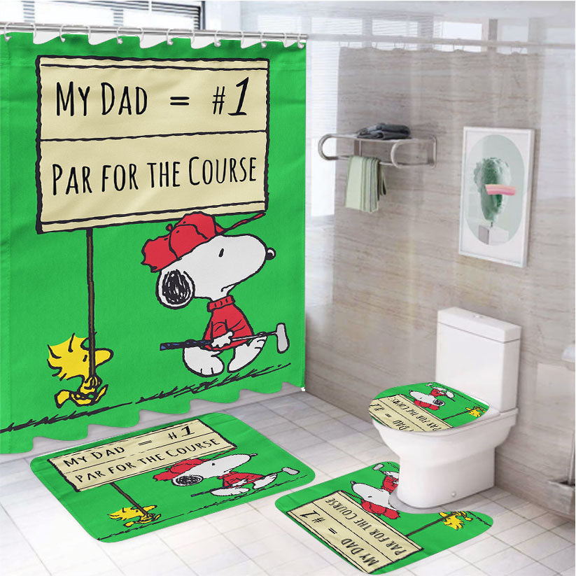 Peanuts Par For The Course 4Pcs Bathroom Set Shower Curtain