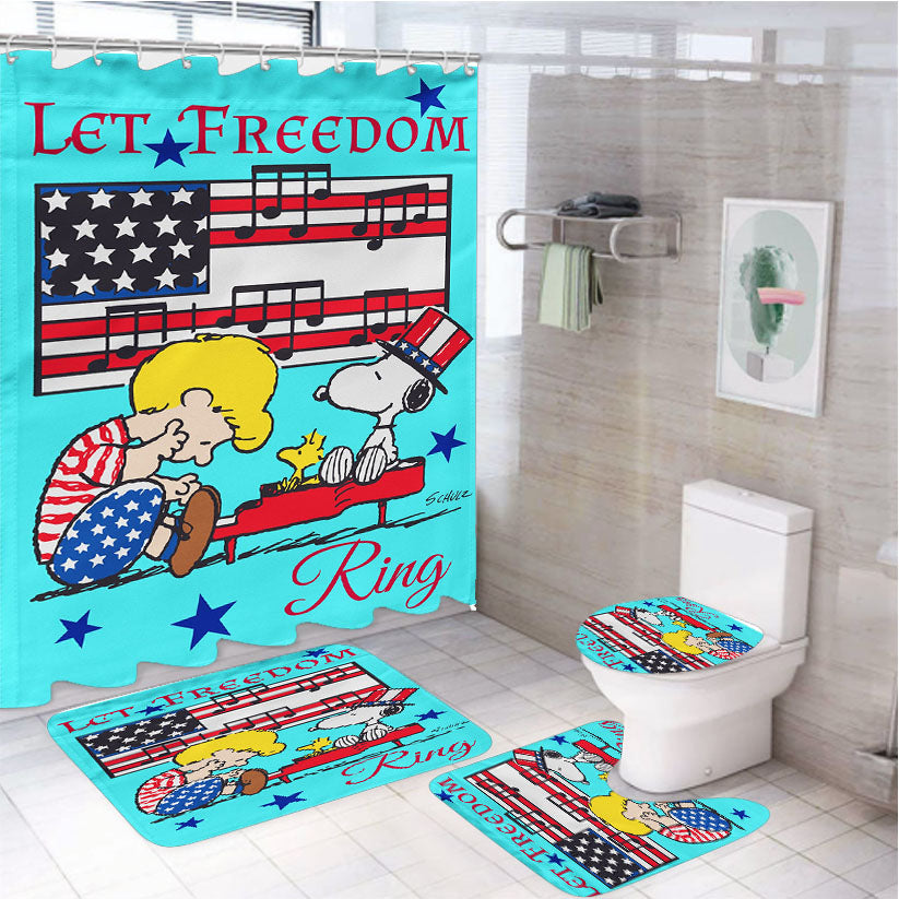 Peanuts Peanuts Let Freedom Ring 4Pcs Bathroom Set Shower Curtain