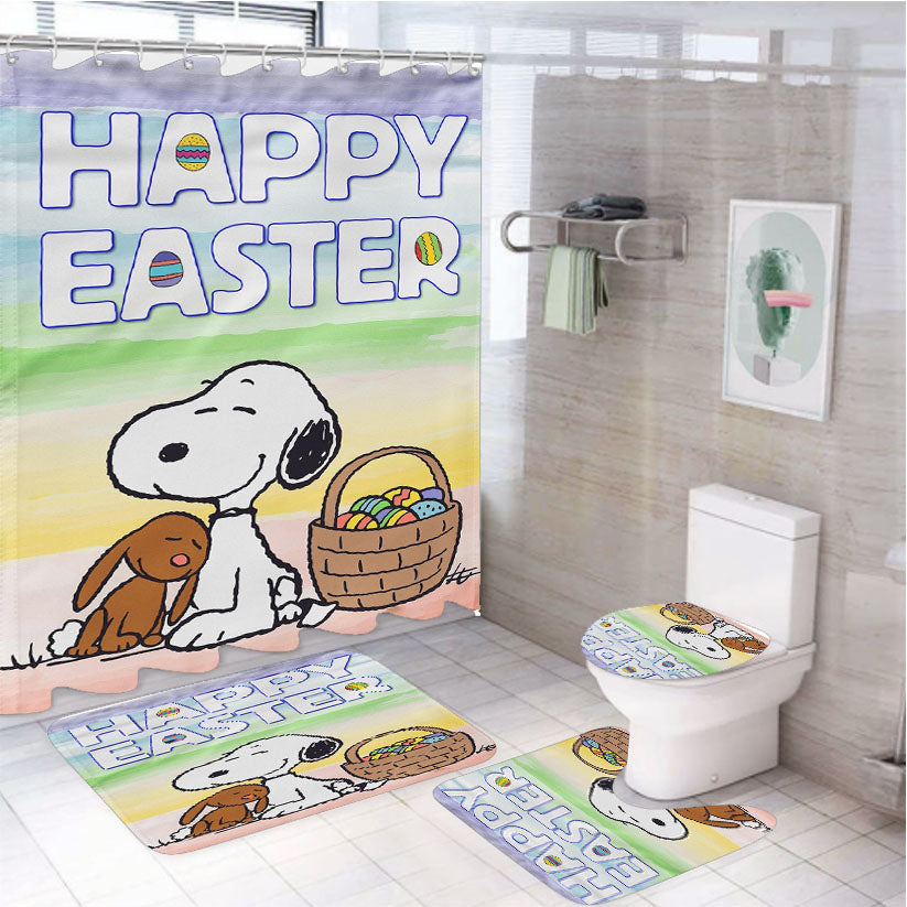 Peanuts Snoopy Easter 4Pcs Bathroom Set Shower Curtain