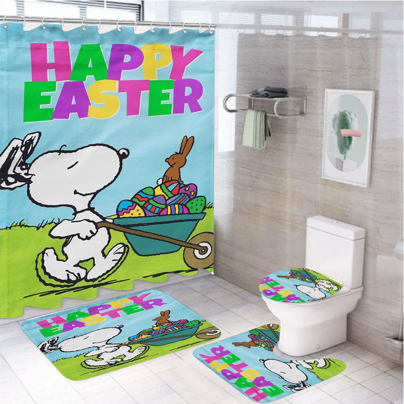 Peanuts Snoopy Happy Easter 4Pcs Bathroom Set Shower Curtain