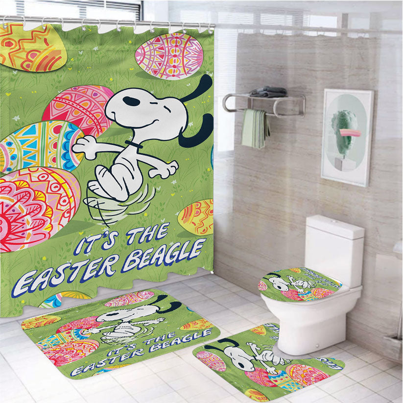 Peanuts Snoopy It'S The Easter Beagle 4Pcs Bathroom Set Shower Curtain