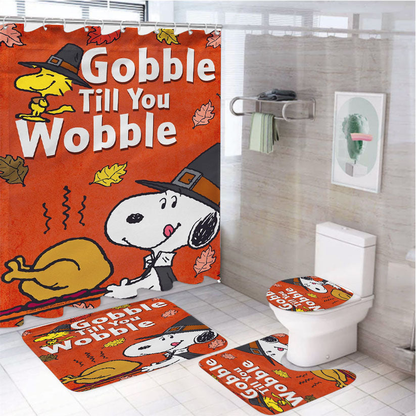 Peanuts Snoopy Thanksgiving 4Pcs Bathroom Set Shower Curtain