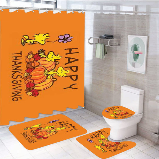 Peanuts Thanksgiving Woodstock 4Pcs Bathroom Set Shower Curtain