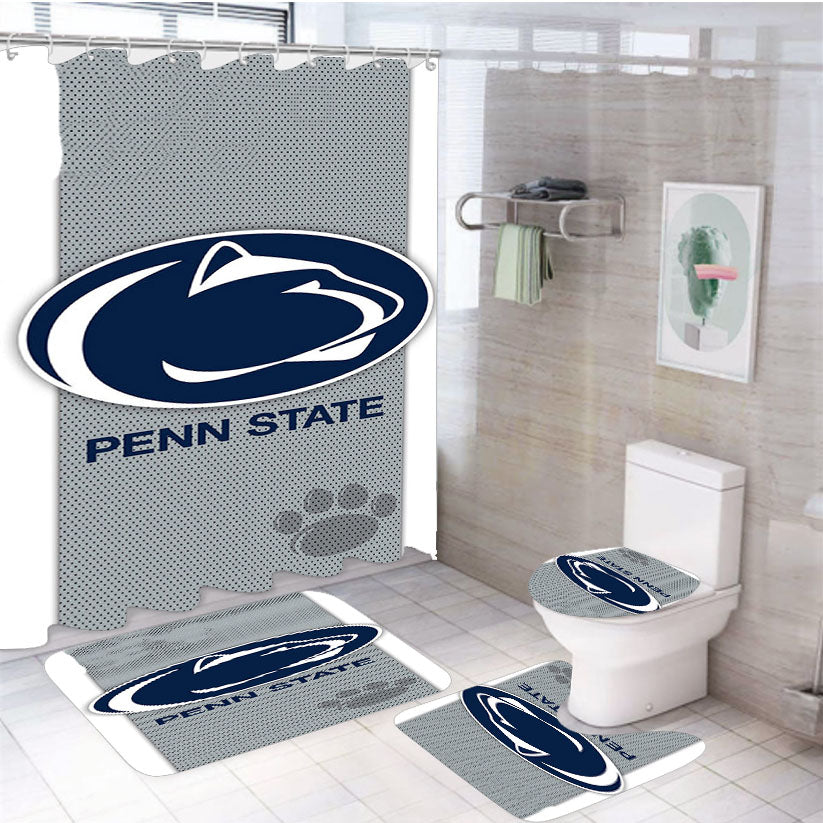 Penn State Nittany Lions Football 4Pcs Bathroom Set Shower Curtain