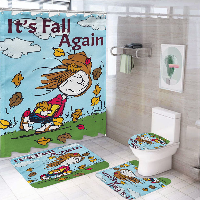 Peppermint Patty Peanuts Fall 4Pcs Bathroom Set Shower Curtain