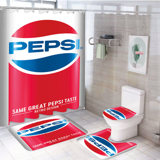 Pepsi Can Retro Classic Design 4Pcs Bathroom Set Shower Curtain