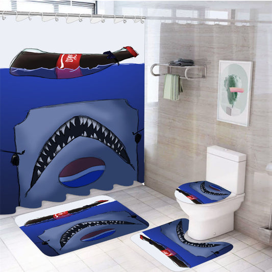 Pepsi X Coca Cola 4Pcs Bathroom Set Shower Curtain