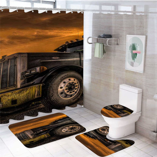 Peterbilt Truck 2 4Pcs Bathroom Set Shower Curtain