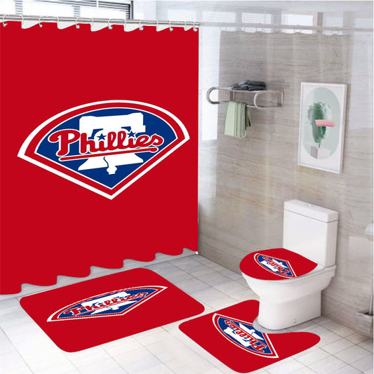 Philadelphia Phillies Logo 4Pcs Bathroom Set Shower Curtain