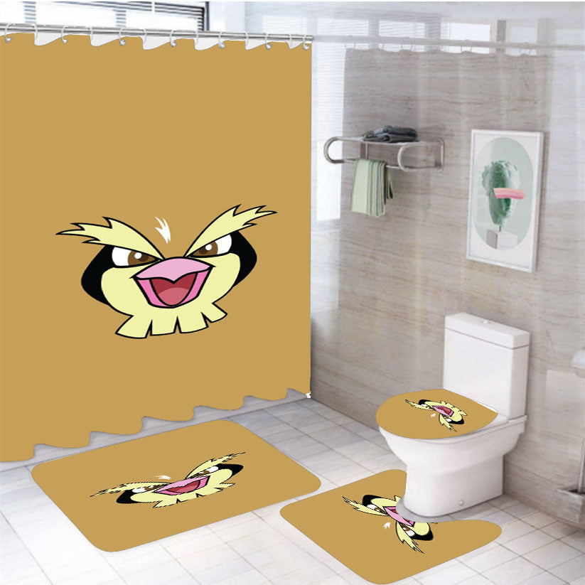Pidgey Pokemon 4Pcs Bathroom Set Shower Curtain