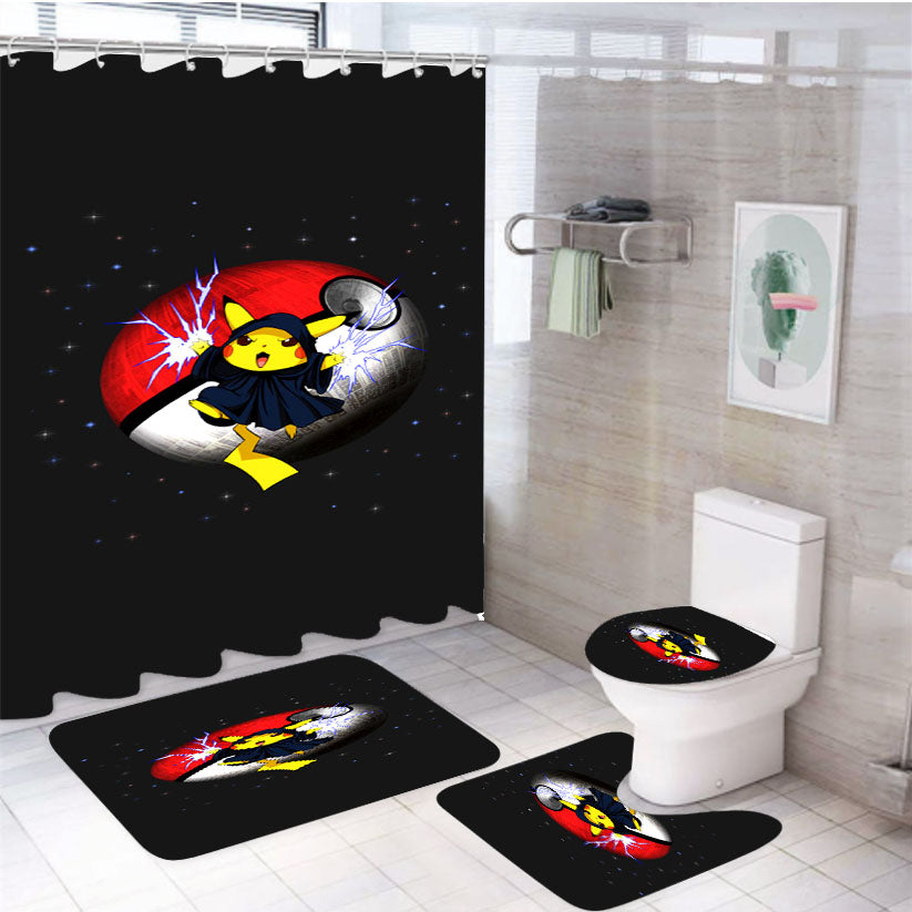 Pikachu Star Wars Heroes 4Pcs Bathroom Set Shower Curtain